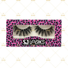 Purple Pink Leopard Eyelash Box For 3D Vegan Faux Mink Lashes Soft Black Cotton Band Wholesale Silk Lashes Factory LAE